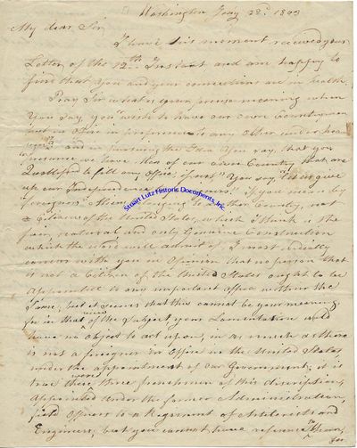 Early American Congressman Joseph Bradley Varnum Criticizes Opposition To Foreign-Born Members Of Thomas Jeffersons Administration: By The Constitution Of The United States, And By The Laws Which Have Been Passed Agreeable To It, Provided, That Every Person Who Is A Naturalized Citizen, Shall Be Intitled To All The Privileges And Amenities Of A Free Born Citizen, Except Only That Of Being Elected President Of The U.S.