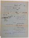 TO THE UNITED DAUGHTERS OF THE CONFEDERACY: THE UNDERSIGNED, RESIDING AT MACON GA WHO IS AN EX-CONFEDERATE SOLDIER AND A MEMBER OF CAMP NO. 484 U.C.VS., HEREBY, AT YOUR REQUEST, PRESENTS THIS CERTIFICATE OF ELIGIBILITY FOR A CONFEDERATE CROSS OF HONOR. HE ENTERED THE SERVICE OF THE CONFEDERATE STATES ON THE 6TH DAY OF MAY, 1864, AS A PRIVATE IN COMPANY D OF THE 5TH REGIMENT OF GA RESERVES VOLUNTEERS, C.S.A., AND WAS AT THAT TIME A RESIDENT OF HANCOCK CO., GA. HE WAS HONORABLY DISCHARGED FROM SAID SERVICE BY PAROLE ON ABOUT THE 15TH DAY OF MAY, 1865, AT WHICH TIME HE HELD THE RANK OF PRIVATE. "RESPECTFULLY, Z.T. BINION "WE ENDORSE THE ABOVE CERTIFICATE. | W.J. PARKER| C.M. WILEY| "MEMBERS CAMP NO. 484, UNITED CONFEDERATE VETERANS "APPROVED BY ORDER OF AB. F. JONES| COMMANDER CAMP NO. 484 UNITED CONFEDERATE VETERANS. "W.A. POE ADJUTANT.