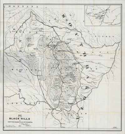 Map of the Black Hills of South Dakota and Wyoming with Full Descriptions of Mineral Resources, Etc. [1897]
