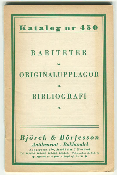 Björck & Börjesson. Katalog 450. Rariteter,…