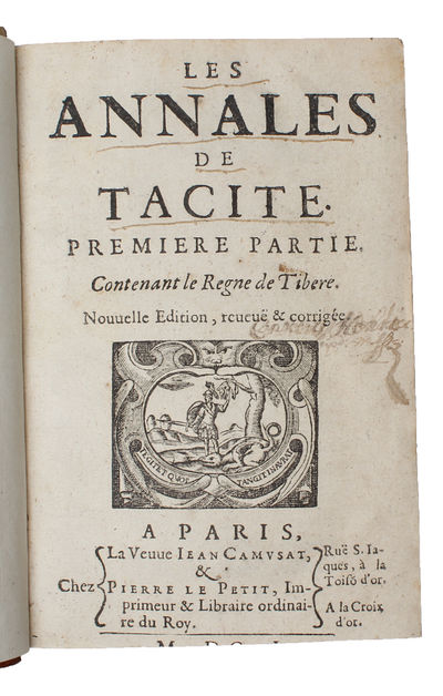 Les Annales de Tacite. Premiere Partie. Contenant le Regne de Tibere. Nouvelle édition (+) Les Annales de Tacite. Seconde partie contenant les regnes de Claudius & de Neron. (photo 2)