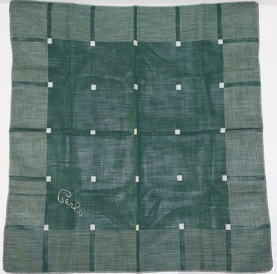 Green "Art Deco" Pocket Square (or Handkerchief) of Carl Van Vechten, with His Nickname "Carlo" Stitched In