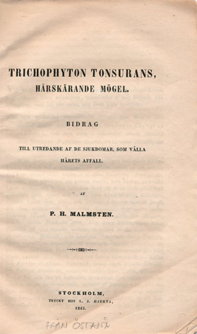 Trichophyton tonsurans, hårskärande mögel. Bidrag…