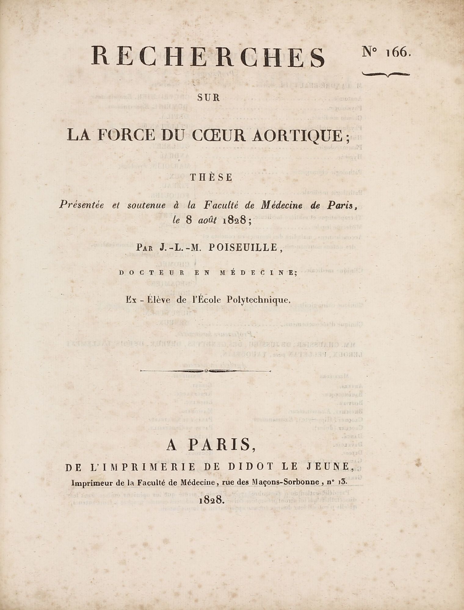 Recherches Sur La Force Du Coeur Aortique Th Egrave Se Pr Eacute Sent Eacute E Et Soutenue Agrave La Hellip By Jean L Eacute Onard Marie Poiseuille 1st Edition 18 From Milestones Of Science Books Sku 0030 Recherches Sur La Force Du Coeur Aortique Th Egrave Se Pr Eacute Sent Eacute E Et Soutenue Agrave La Hellip By Jean L Eacute Onard Marie Poiseuille 1st Edition 18 From Milestones Of Science Books Sku 0030