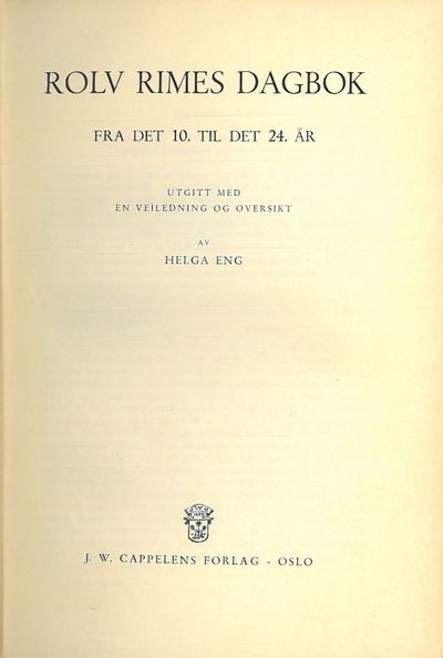 Rolv Rimes dagbok fra det 10. til det 24. år.…