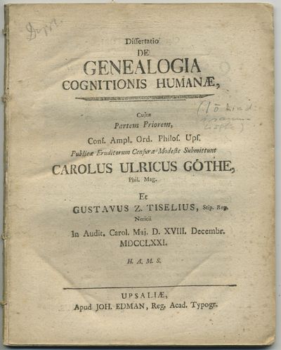 Dissertatio de genealogia cognitionis humanæ.…