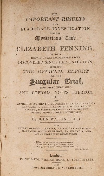 1815. One of Hone's Finest and Most Enduring Triumphs as a Journalist