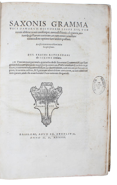 Saxonis Grammatici Danorum Historiae libri XVI, tre centis abhinc annis conscripta, tanta dictionis elegantia, rerung. gestarum varietate, ut cum omni vetustate contendere optimo iure videri possint. Accessit rerum memorabilium Index locupletissimus. ... (photo 2)