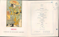 cover of Menus for the Compagnie des Messageries Martimes, S.S. Laos with Japanese art. First edition.