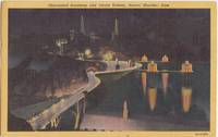 Illuminated Roadway and Intake Towers, Hoover Dam, 1953 used linen Postcard