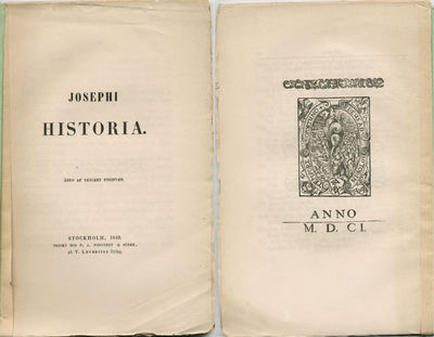 Josephi historia. Ånyo af trycket utgifven.