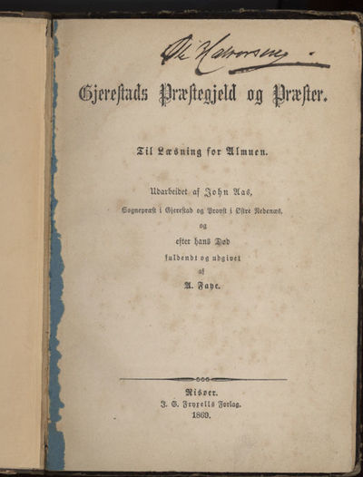 Gjerestads Præstegjeld og præster. Til Læsning…