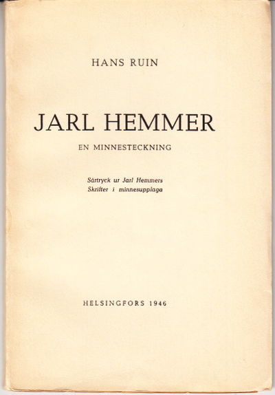 Jarl Hemmer. En minnesteckning. Särtryck ur Jarl…