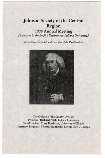 Johnson Society of the Central Region: 1998 annual meeting