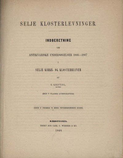 Selje klosterlevninger. Inberetning om…