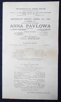 cover of Anna Pavlova 1924 Metropolitan Opera House Program