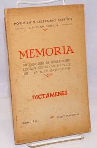 image of Memoria del Congreso de Federaciones Locales celebrado en Paris del 1.o al 12 de Mayo de 1945, dictamenes