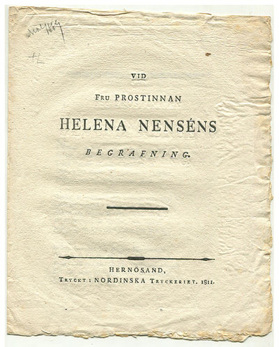 Vid fru prostinnan Helena Nenséns begrafning.