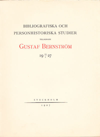 Bibliografiska och personhistoriska studier…