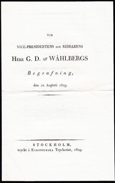 Vid vice-presidenten ... Georg D. af Wåhlbergs…