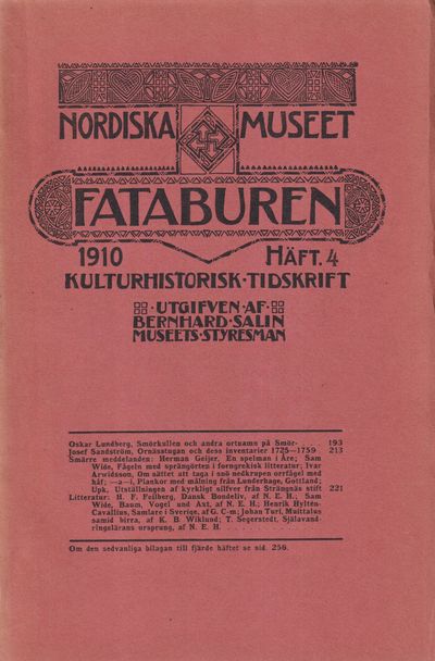 Fataburen. Kulturhistorisk tidskrift. 1910, häfte…