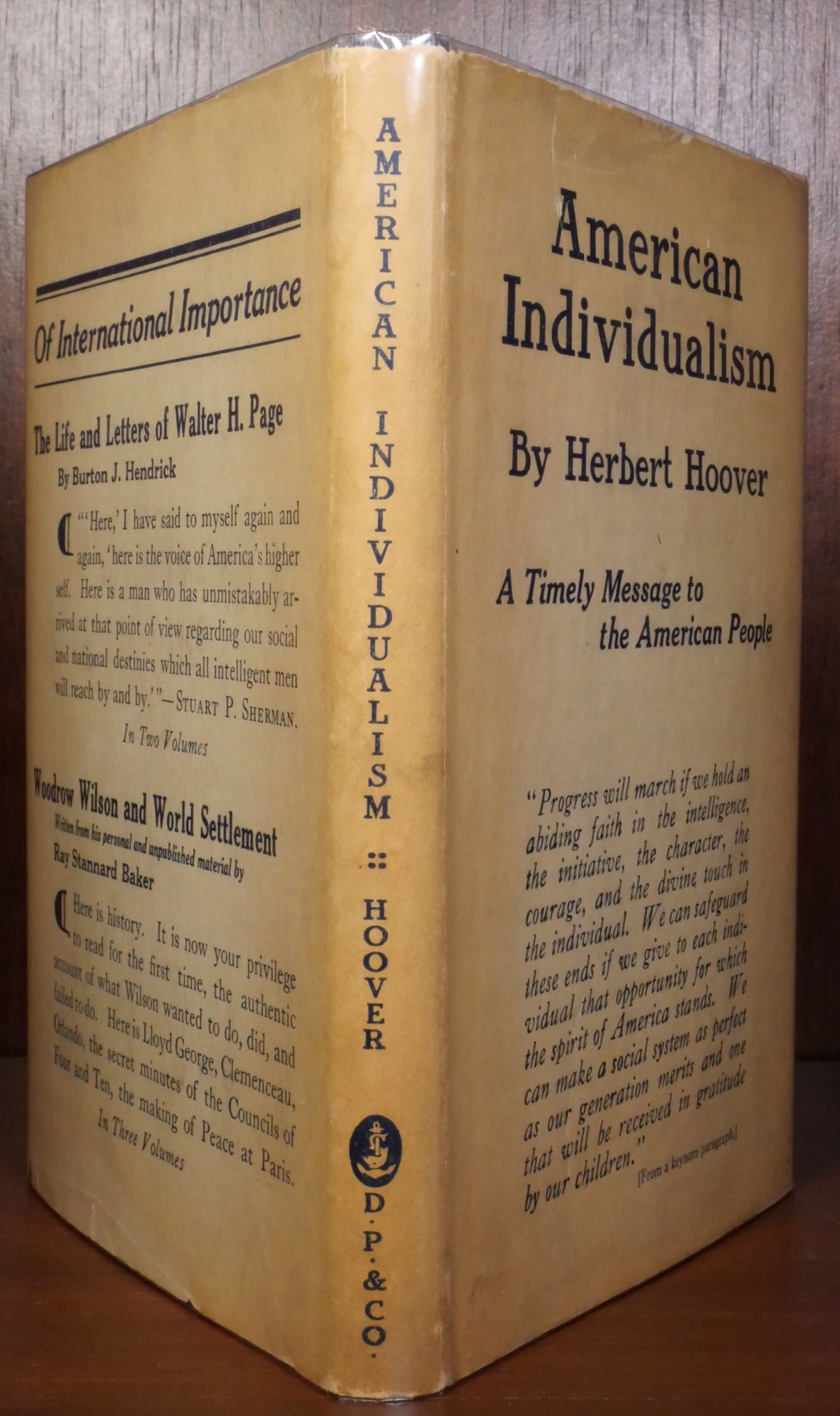 American Individualism by Herbert Hoover First Edition, First