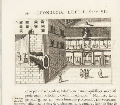 Phonurgia Nova sive Conjugium mechanico-physicum artis & naturae paranympha phonosophia concinnatum. quâ universa sonorum natura, proprietas, vires effectuúm[que] prodigiosorum causæ, novâ & multiplici experimentorum exhibitione enucleantur : instrumentorum acusticorum, machinarúm[que] ad naturæ prototypon adaptandarum, tum ad sonos ad remotissima spatia propagandos, tum in abditis domorum recessibus per occultioris ingenii machinamenta clam palámue sermocinandi modus & ratio traditur, tum denique in bellorum tumultibus singurlaris hujusmodi organorum usus, & praxis per nouam phonologiam describitur