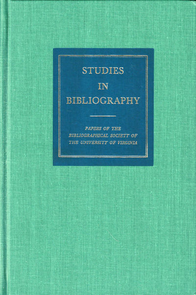 Charlottesville: Bibliographical Society of the University of Virginia, 1985. Hardcover. Very good. ...