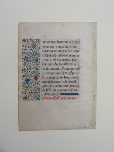 Illuminated Manuscript Leaf on Vellum, Book of Hours, France c 1450