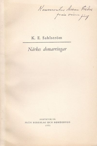 Närkes domarringar. Särtryck ur Från bergslag och…