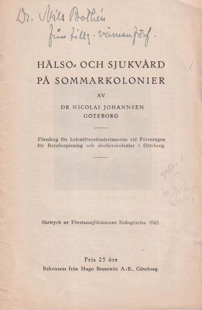 Hälso- och sjukvård på sommarkolonier. Föredrag…
