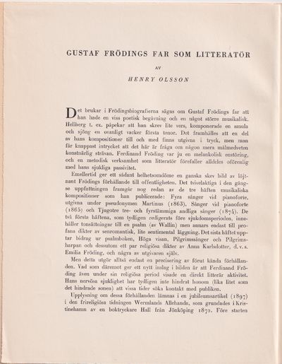 Frödings far som litteratör [= rubrik].