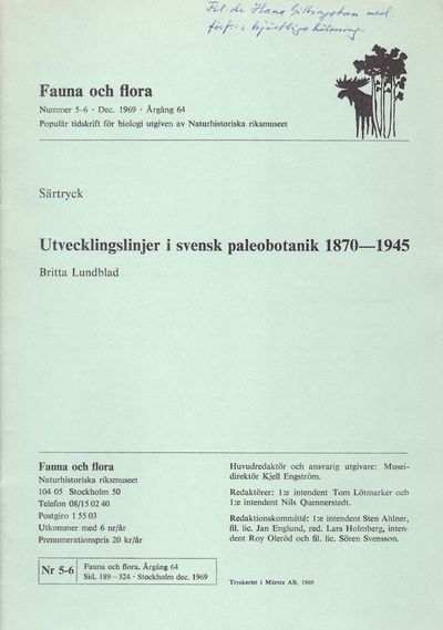 Utvecklingslinjer i svensk paleobotanik…