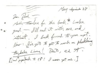ALS to David Petersen from Edward Abbey