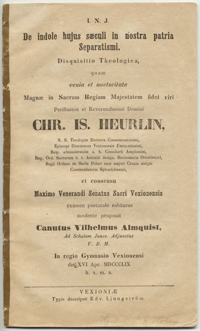 De indole hujus sæculi in nostra patria…