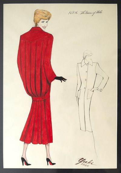 Original Artwork for Four Fashion Designs for Princess Diana