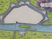 Hand Colored 1636 Print, Map of St Iean de lauen [St Jean delaune], from 'Les plans et profils de toutes les principales villes et lieux considerables de France
