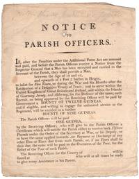 Pitt's Parish Army - 1806 Durham Flyer, Additional Forces Act Bounty and Recruitment Notice to Parish Officers, with 'render this as public as possible' handwritten