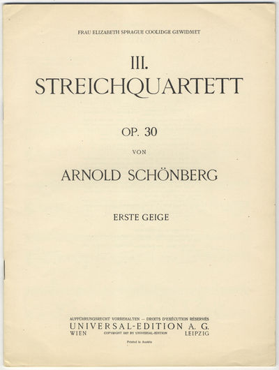 [Op. 30]. III. Streichquartett [Parts]