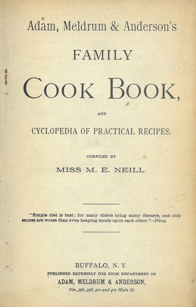 Adam, Meldrum & Anderson’s Cook Book and…