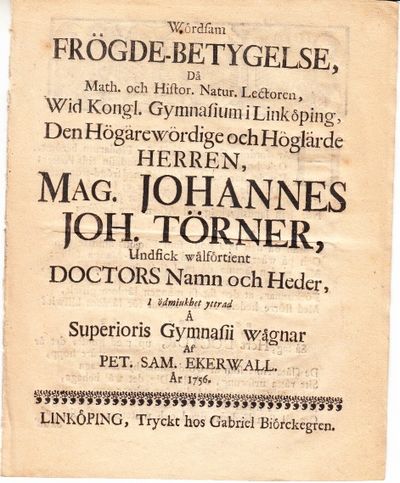 Wördsam frögde-betygelse, då math. och histor.…