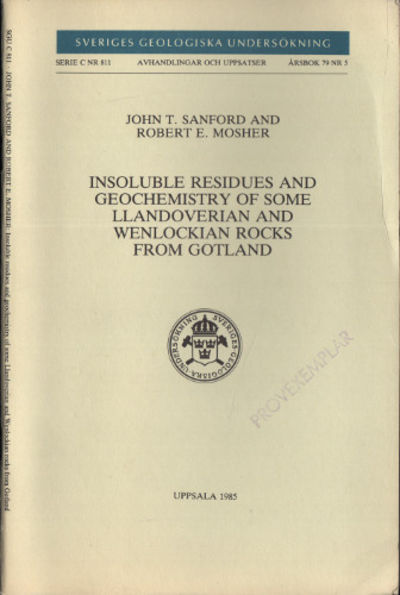 INSOLUBLE RESIDUES AND GEOCHEMISTRY OF SOME…