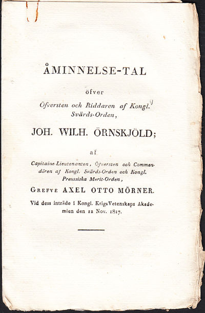 Åminnelse-tal öfver öfversten och riddaren af…