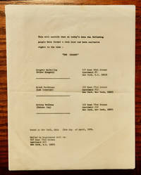 cover of ORIGINAL CARBON-COPY OF THE CRAMPS FOUNDING DOCUMENT FROM APRIL 15, 1976 CERTIFYING THE EXCLUSIVE RIGHTS TO THE NAME: "THE CRAMPS"