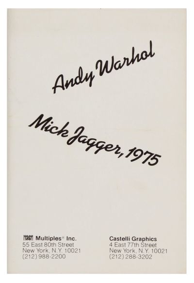 Andy Warhol: Mick Jagger, 1975 (Prospectus)