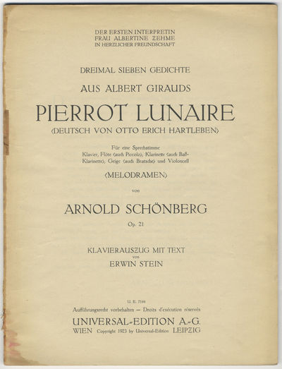 [Op. 21]. Dreimal sieben Gedichte aus Albert Girauds Pierrot Lunaire [Piano-vocal score]