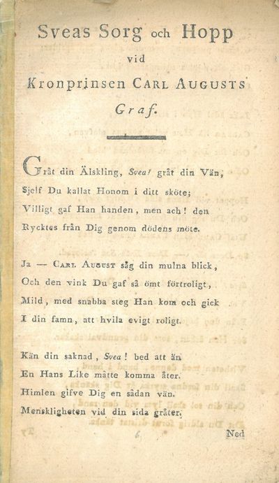 Sveas Sorg och Hopp vid Kronprinsen Carl Augusts…
