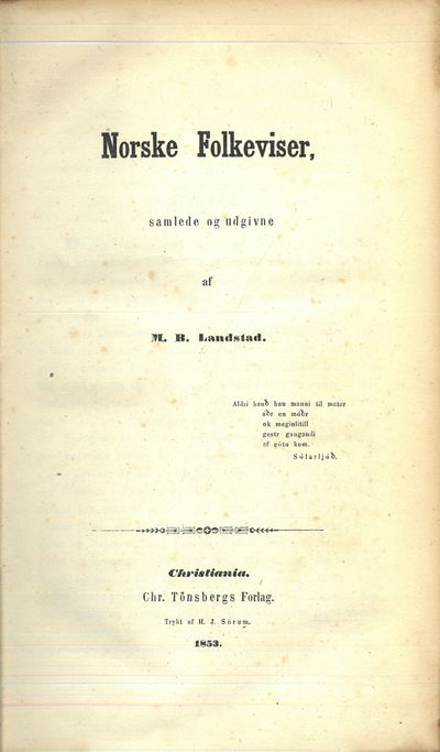 Norske Folkeviser, samlede og udgivne af (...).