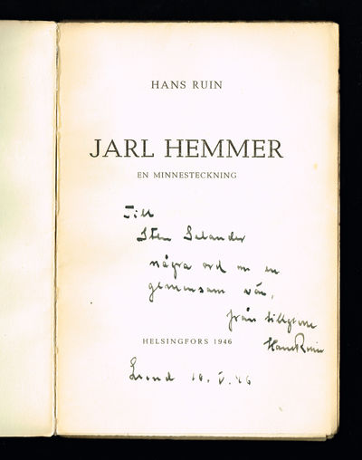 Jarl Hemmer. En minnesteckning.