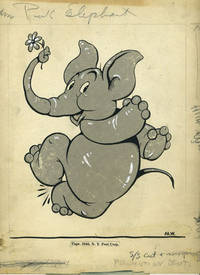 image of Pink Elephant, Mockup of cartoon character for Comic Strip, "Happy the Humbug"